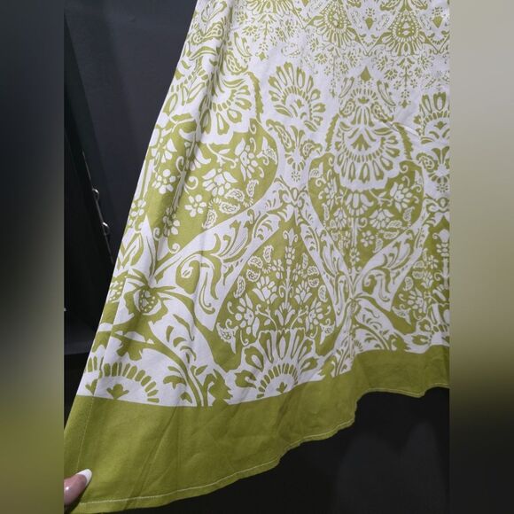 Green White Tribal Print A Line Midi Skirt Cotton Sz 18 Plus Size - Picture 6 of 7
